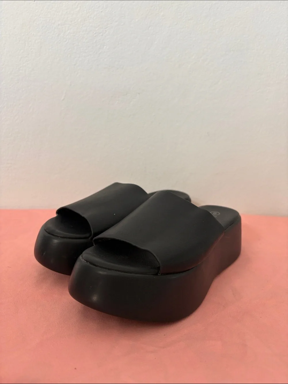 Women's Black Platform Slide Mules